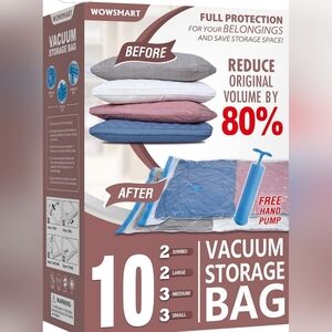 Vacuum Storage Bags with Hand Pump - Gray, White, Blue